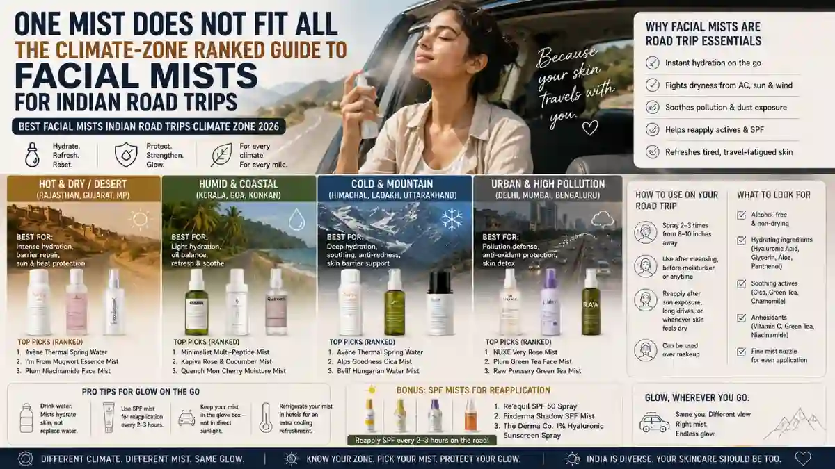 Best Facial Mists for Indian Road Trips 2026 | By Climate Zone