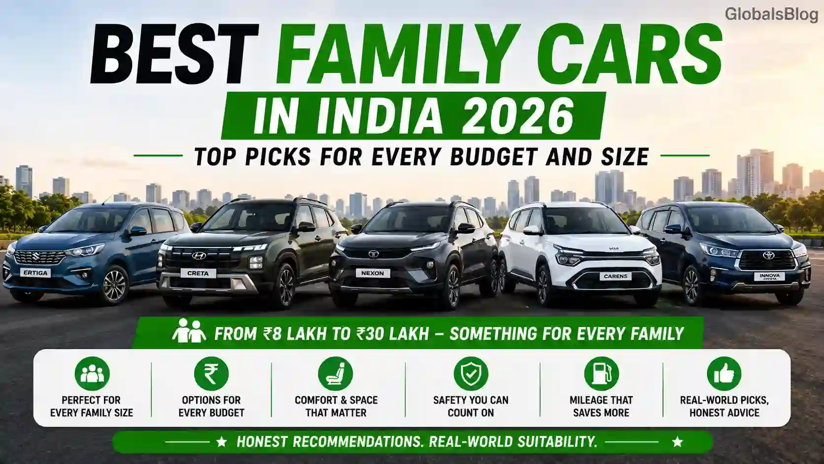 Best Family Cars in India 2026 - Top Picks for Every Budget and Size