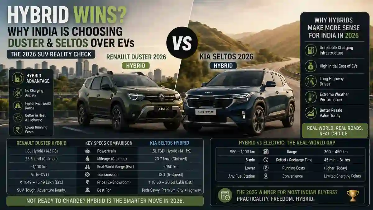 Hybrid vs Electric: Renault Duster & Kia Seltos 2026 | India