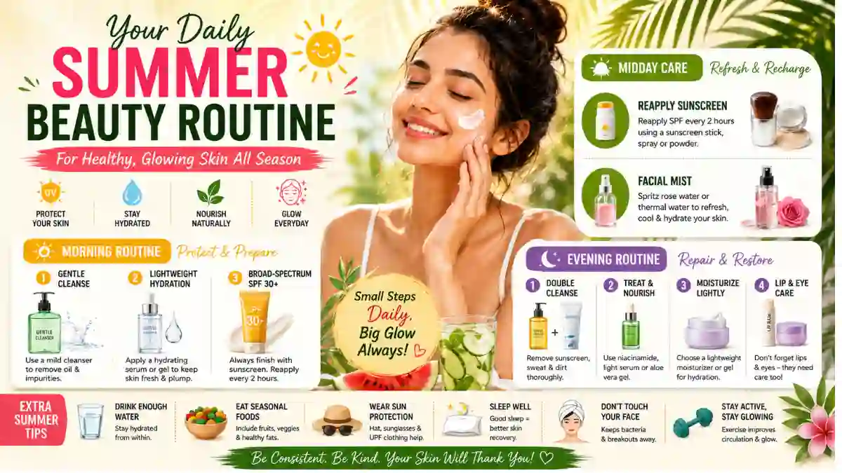 Daily Summer Beauty Routine for Healthy Skin | 2026 Guide
 