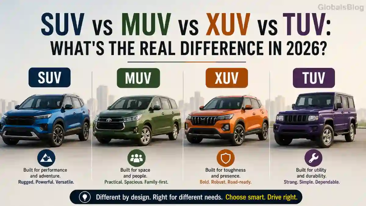 SUV vs MUV vs XUV vs TUV: What's the Real Difference in 2026?